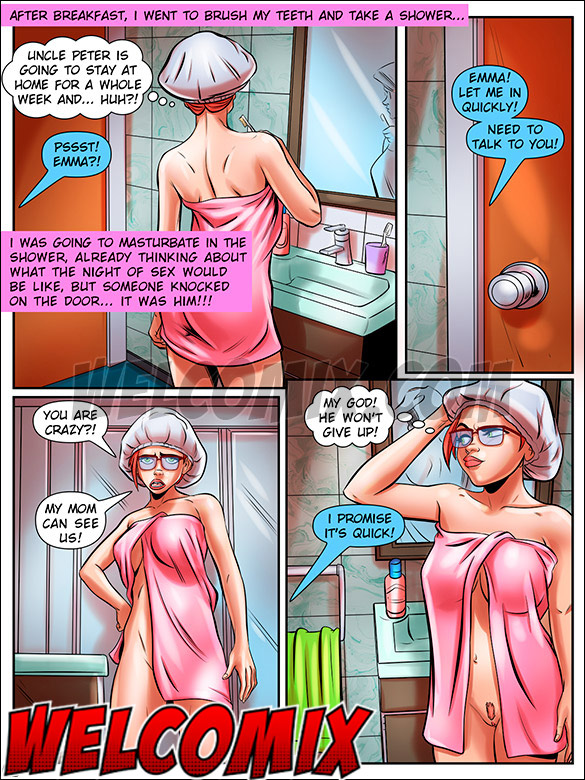 The girl knows how to provoke and gets naked in front of the man, Nymphomaniac Nerd, Sins inside the bathroom