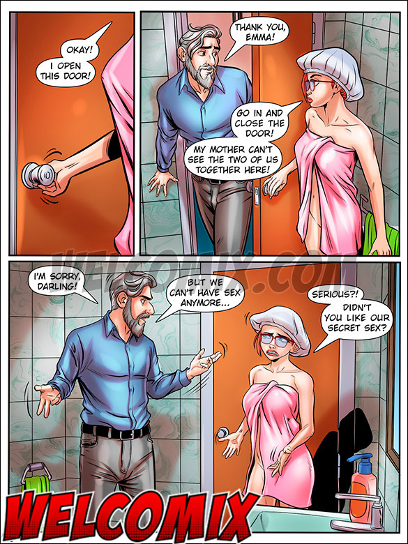 The girl knows how to provoke and gets naked in front of the man, Nymphomaniac Nerd, Sins inside the bathroom