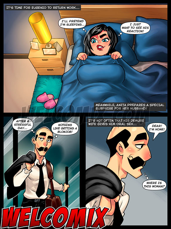 It's not often that his demure wife gives him oral sex, Voluptuous Housewives, A different menage a trois