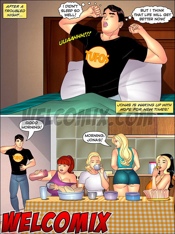 Once again, he is the only man in the house, which makes him quite excited, Aunt, Cousins and co., The Gossip Neighbor