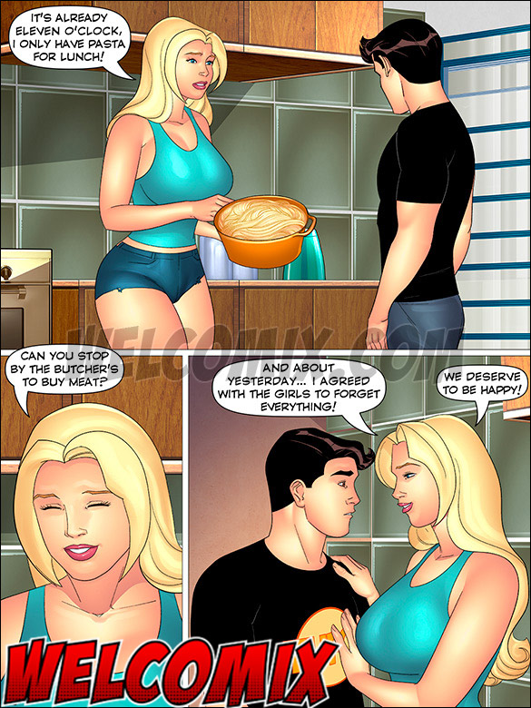 Once again, he is the only man in the house, which makes him quite excited, Aunt, Cousins and co., The Gossip Neighbor